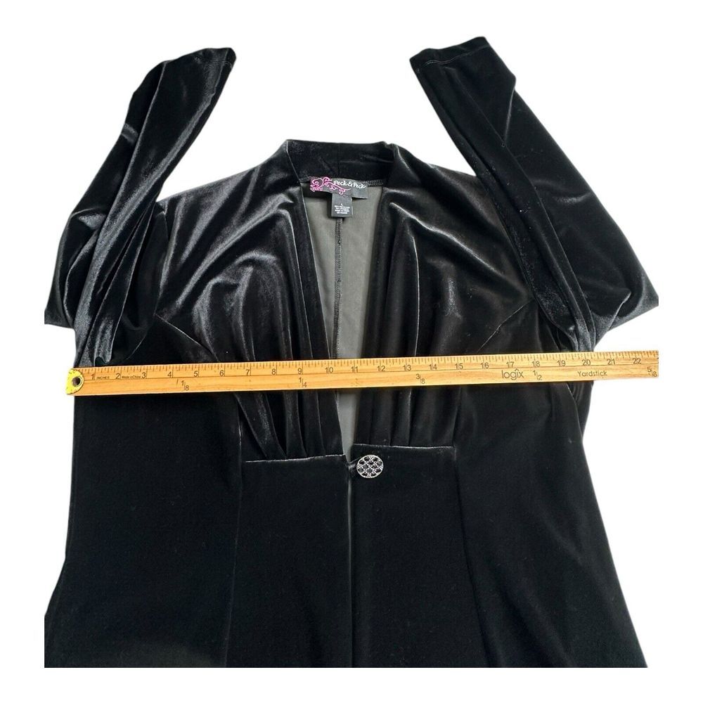 Vtg Peck & Peck Weekend Women's Black Velvet Jacket with Brooch‎ Clasp Closure L - Picture 9 of 16